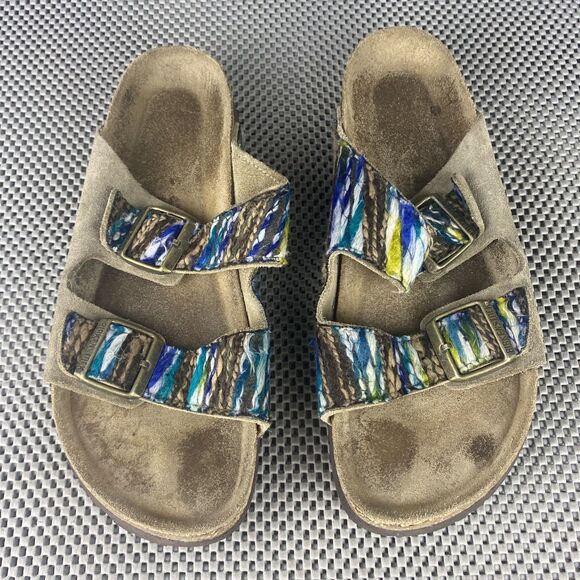 Birkenstock Arizona Woven Yarn Bohemian Sandals 42 Taupe Slide Made in Germany main image 8